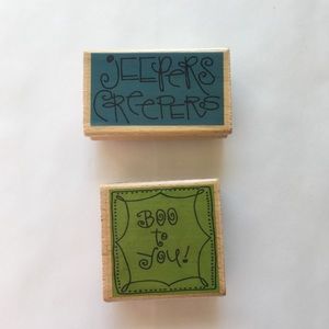 Studio G Halloween Jeepers Creepers & Boo to You Craft Wood Rubber Ink Stamp 2